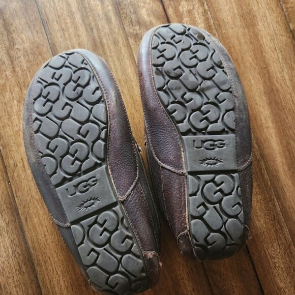 UGG Australia‎ Dark Brown Leather Genuine Sheepskin Lined Moccasin Slippers main image 6